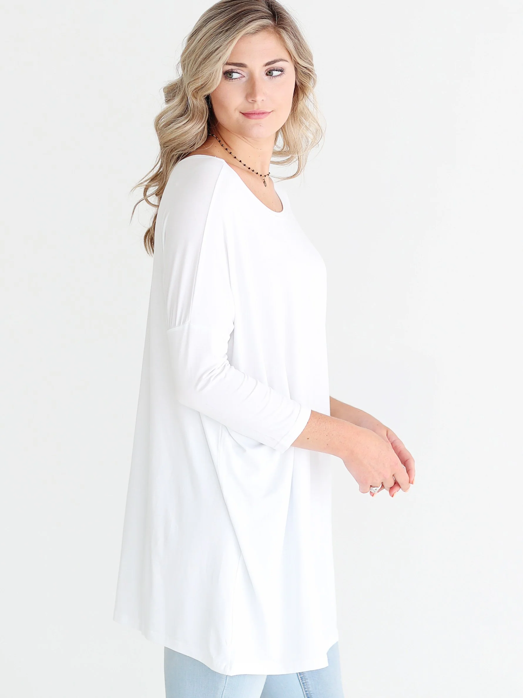 White 3/4 Sleeve Tunic_thumbnail_1
