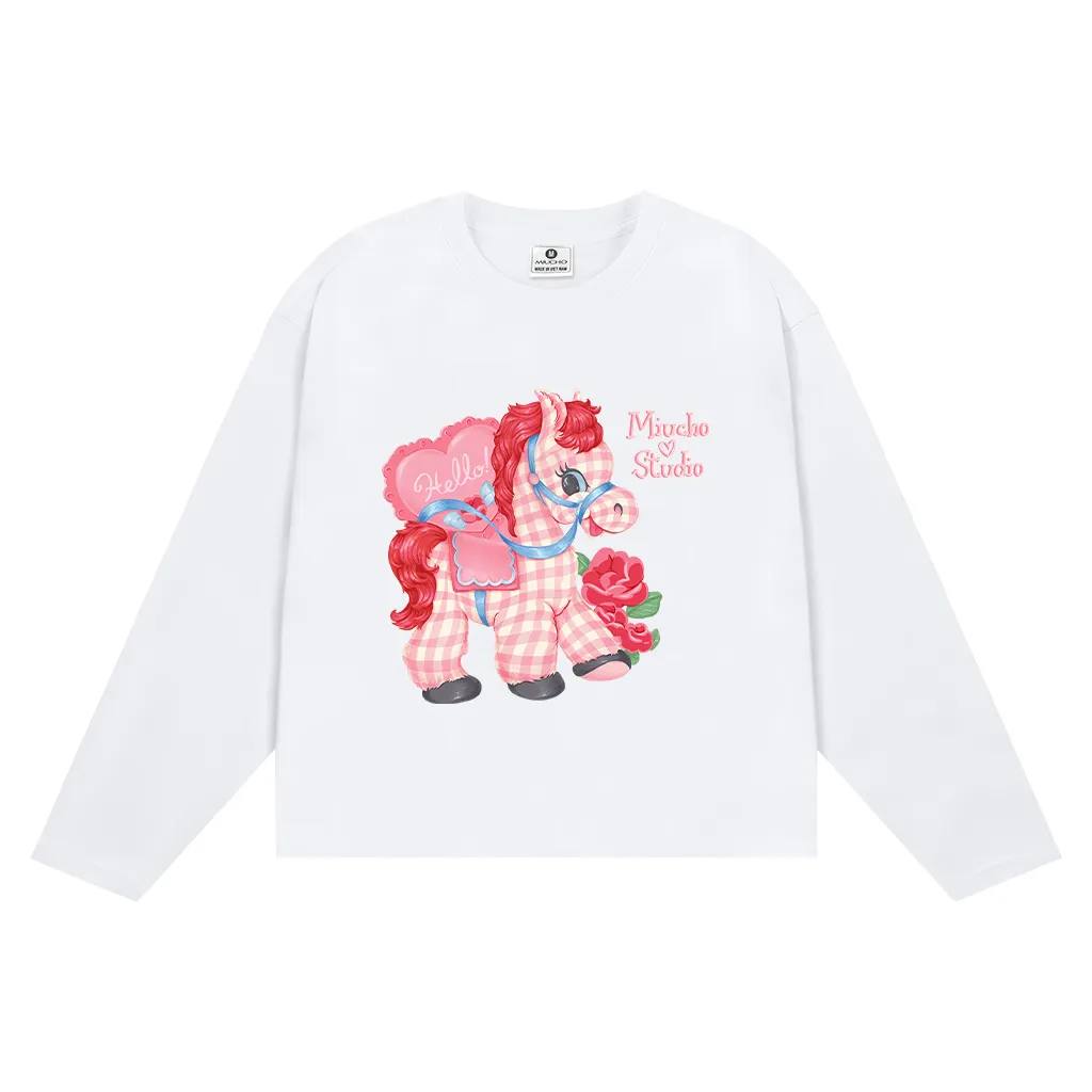 Áo thun nữ form boxy Miucho basic cotton thoáng mát thoải mái ngựa hồng in mix 2817_thumbnail_0
