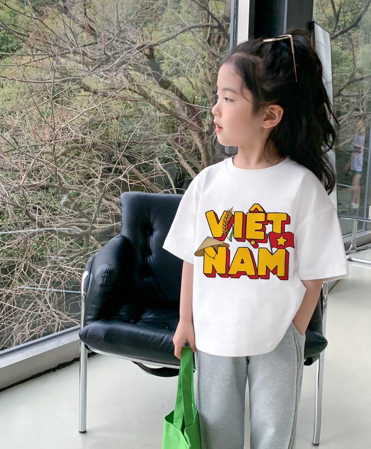 Áo thun Việt Nam tôi yêu cho bé gái form rộng 2134 Miucho Kid vải cotton thoáng mát co giãn in mix_thumbnail_4