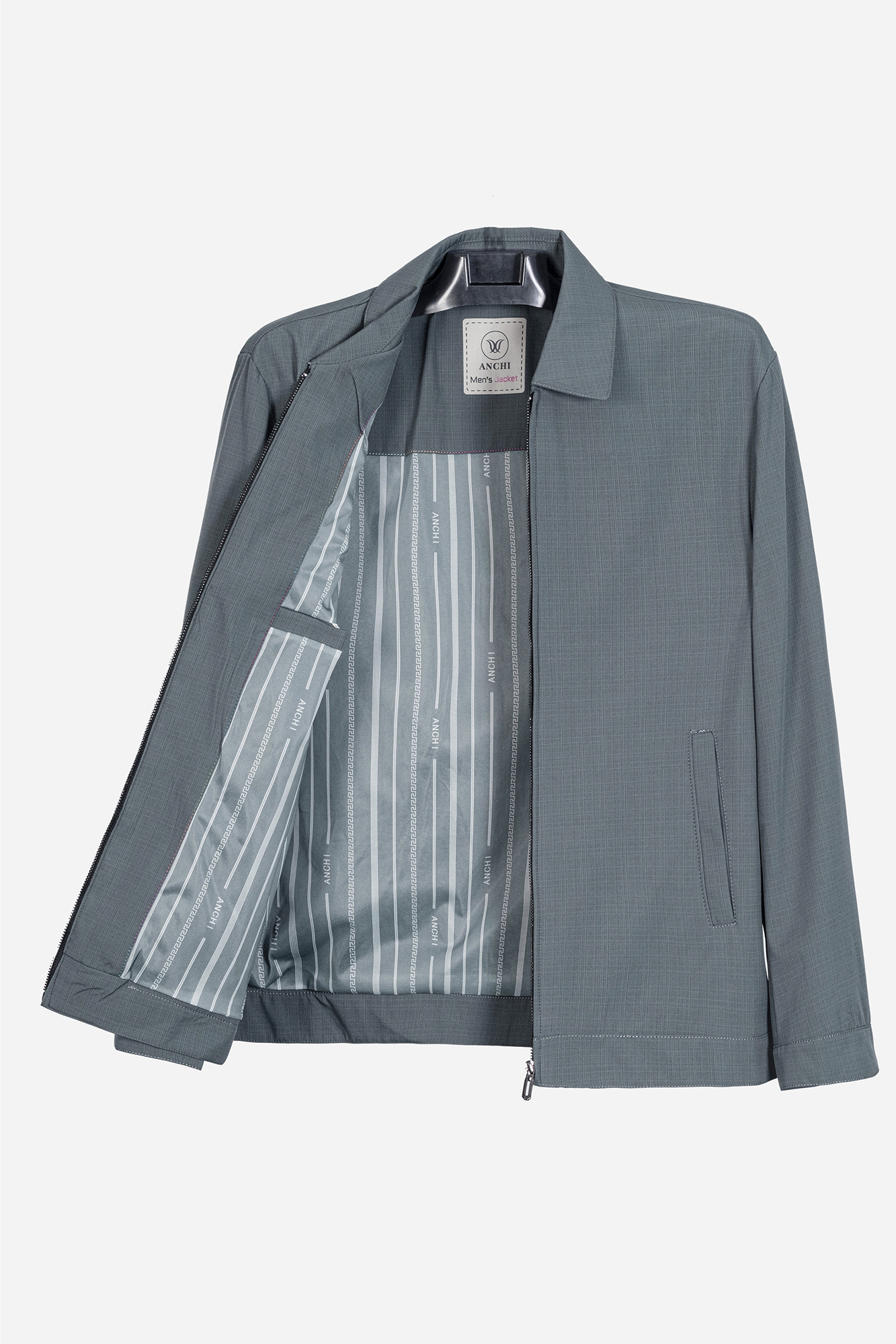 Áo Khoác Họa Tiết Cổ Bẻ Trung Niên ANCHI Chất Liệu Poly Cao Cấp