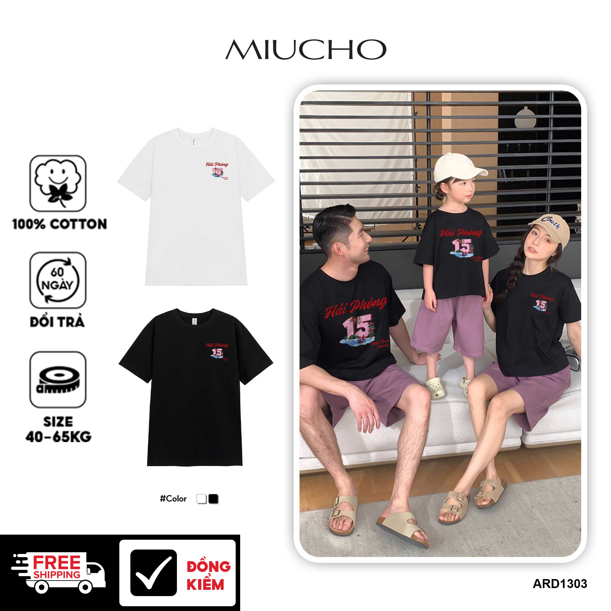 Áo thun nữ du lịch Hải Phòng form vừa regular thoáng mát ARD1303 Miucho Chic in mix_thumbnail_1
