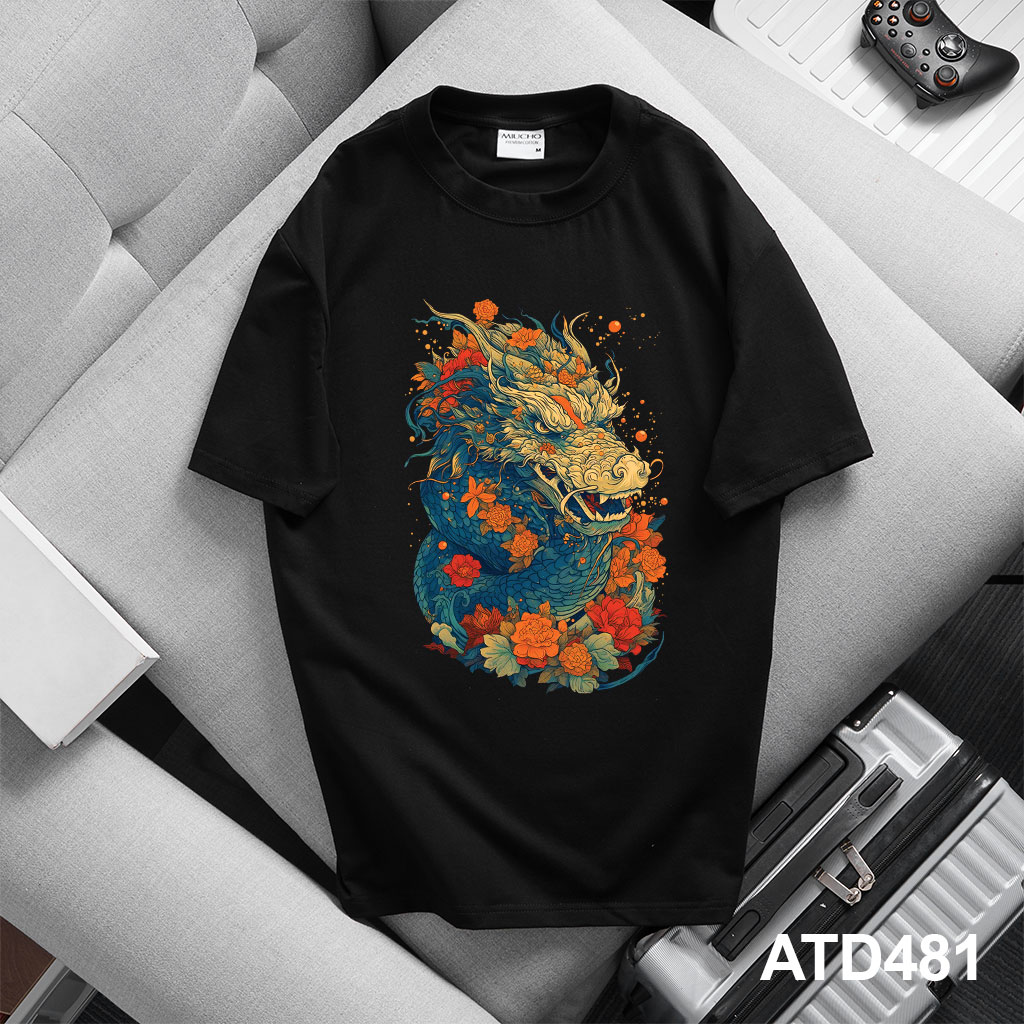 Áo thun nam form rộng 12 con giáp tuổi Thìn ATD481 Miucho Iconic cotton cổ tròn in graphic_thumbnail_8