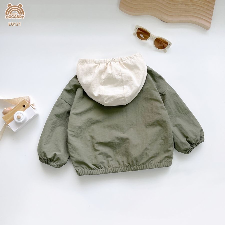 Áo khoác gió XANH RÊU phối mũ be 2 túi cạnh_thumbnail_2