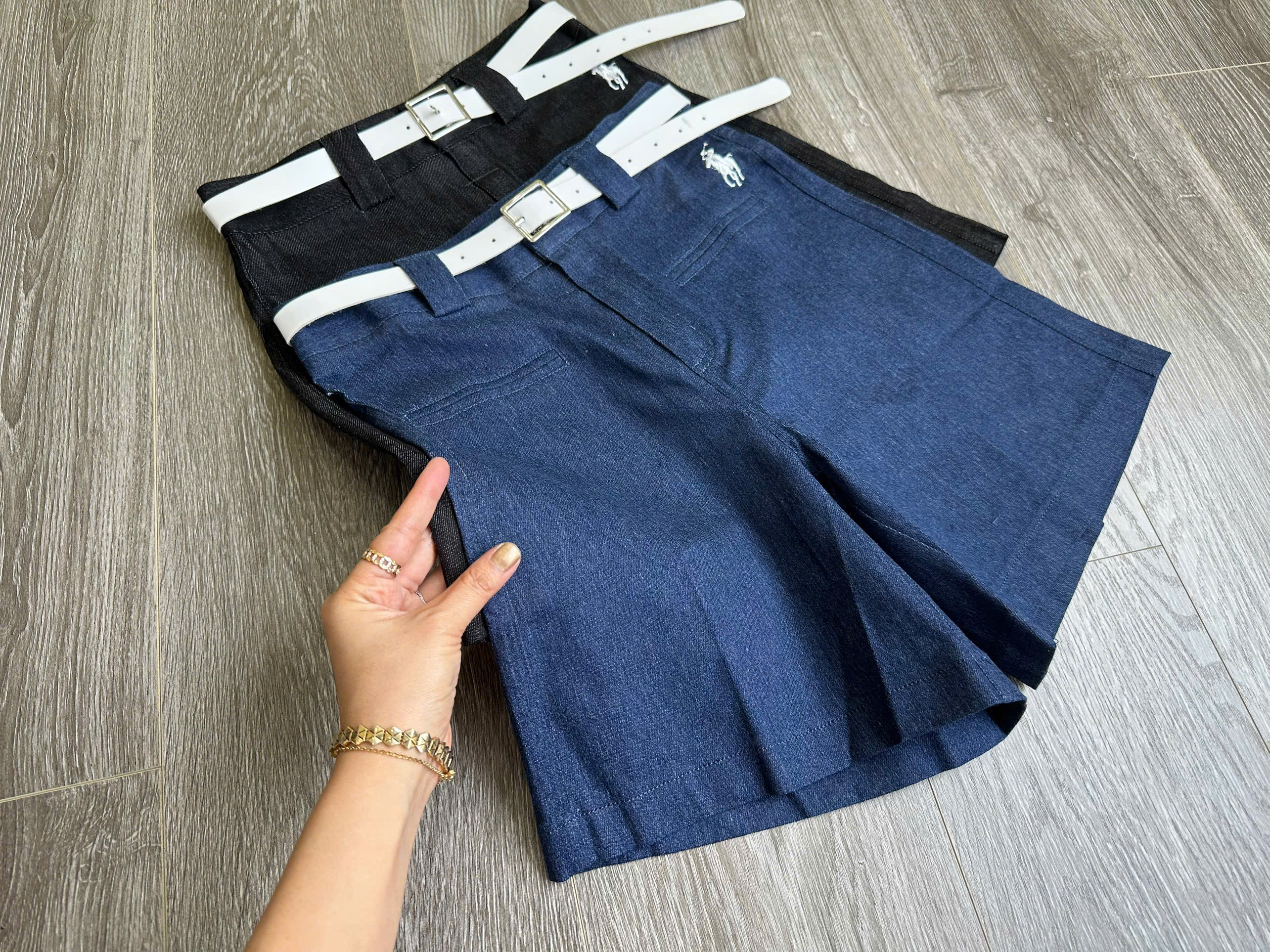 Quần short thêu ngựa kèm belt ( XANH )_thumbnail_11