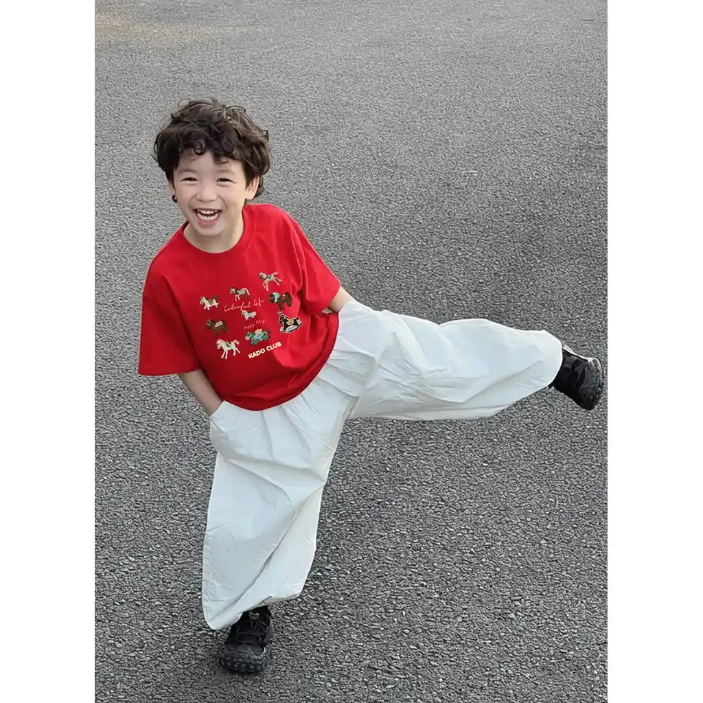 Áo thun bé trai Tết Bính Ngọ Kado vải cotton thoáng mát thoải mái cho bé tay ngắn cổ tròn 2931_thumbnail_3