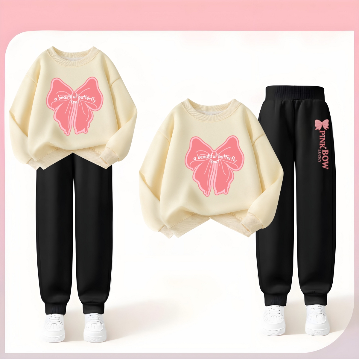 Bộ nỉ bé gái hình nơ hồng - Loza Kids BI475_thumbnail_1