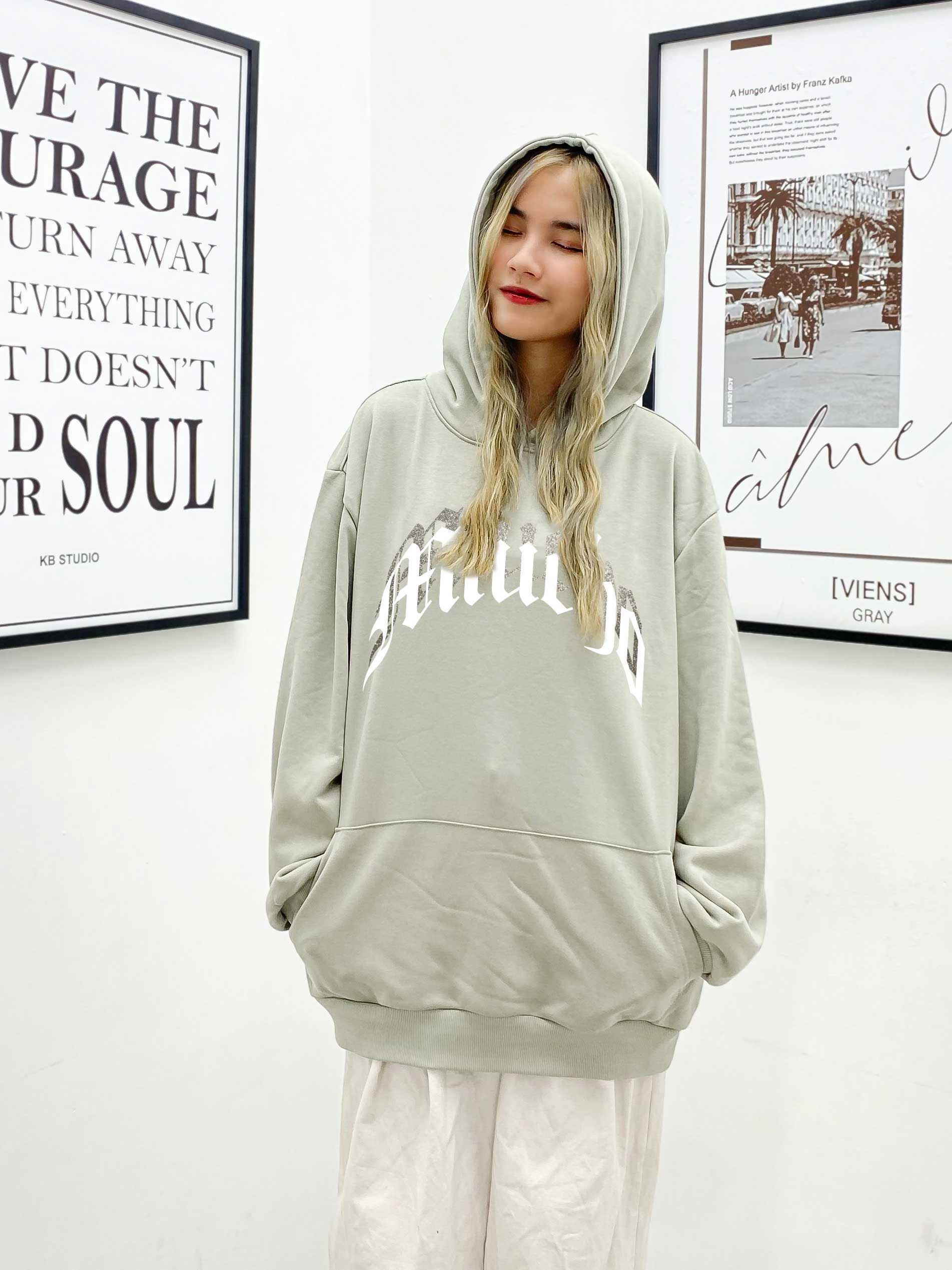 Áo hoodie nữ form rộng HDD291 Miucho chân cua in typography_thumbnail_3