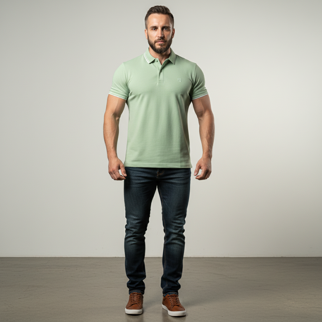 Áo Polo Super Brother Cotton Cá Sấu Logo Thêu Màu Xanh Lá_thumbnail_6