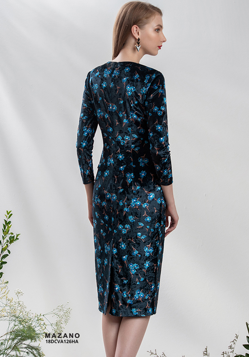 Váy nhung xòe xanh tay lỡ_thumbnail_3