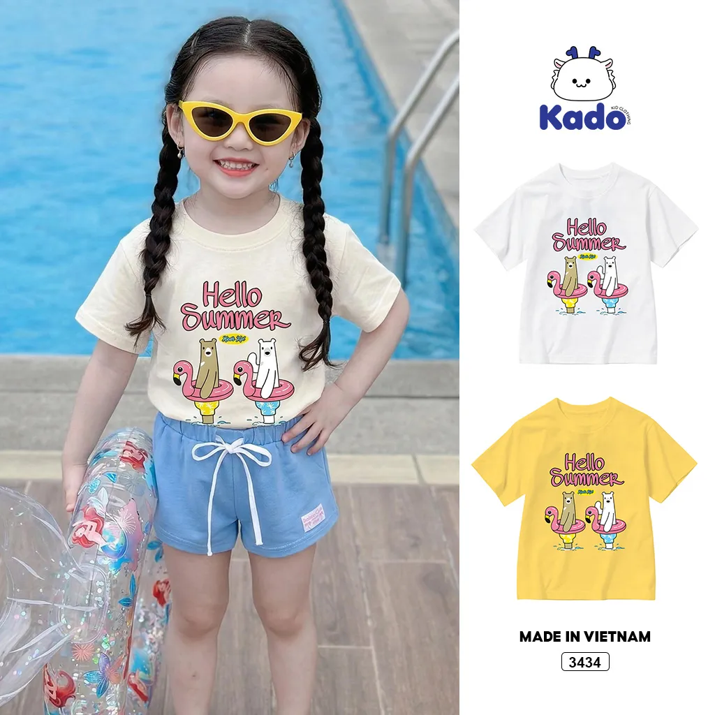 Áo thun bé trai bé gái summer Kado form rộng 3434