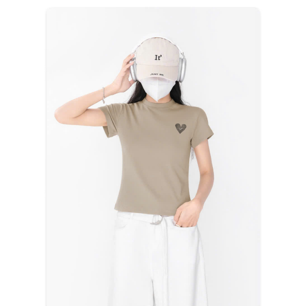 Áo Baby tee nữ trái tim chất cotton - Áo phông Baby tee nữ LOZA ET8237_thumbnail_4