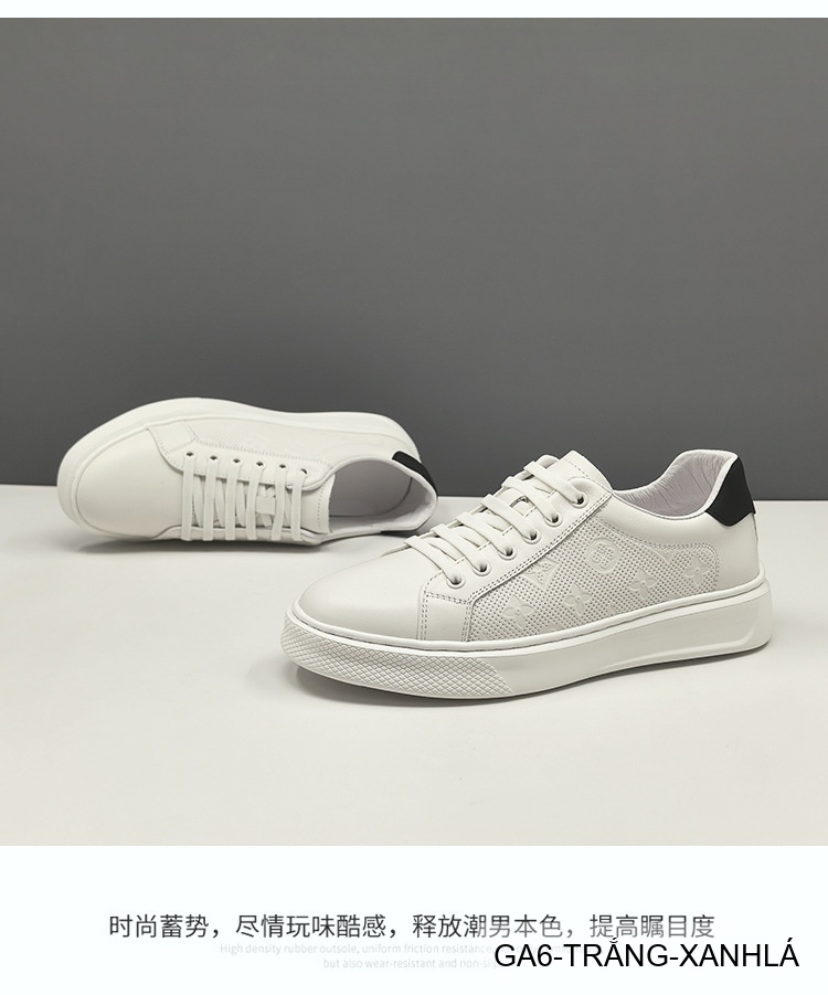 GA6 - Giày Sneaker Nam Da Bò Phong Cách Hàn, Đế Bằng Thoáng Khí, Màu Trắng Xanh Lá Đen_thumbnail_15