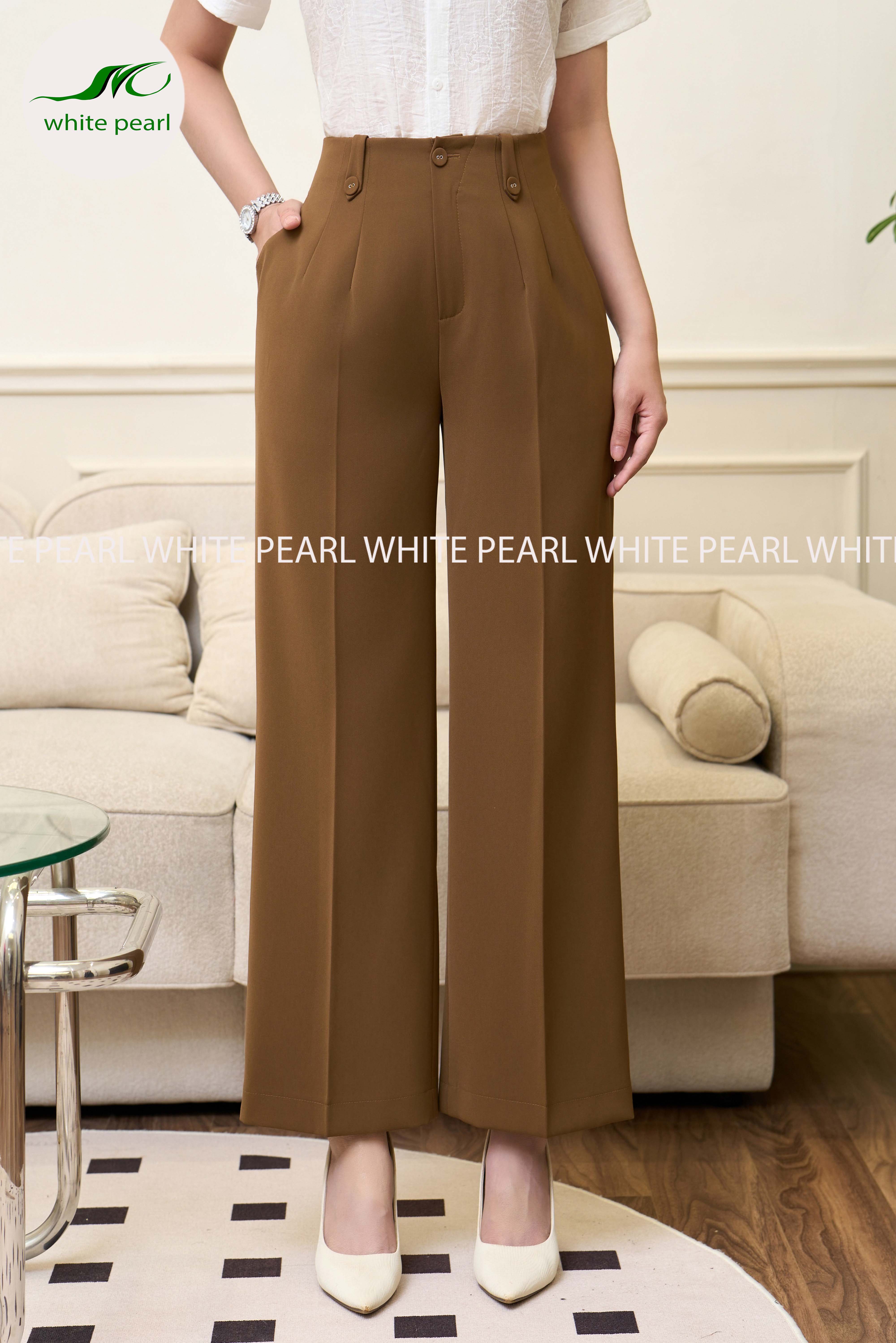 Quần cạp liền Nâu tây  thời trang công sở White Pearl