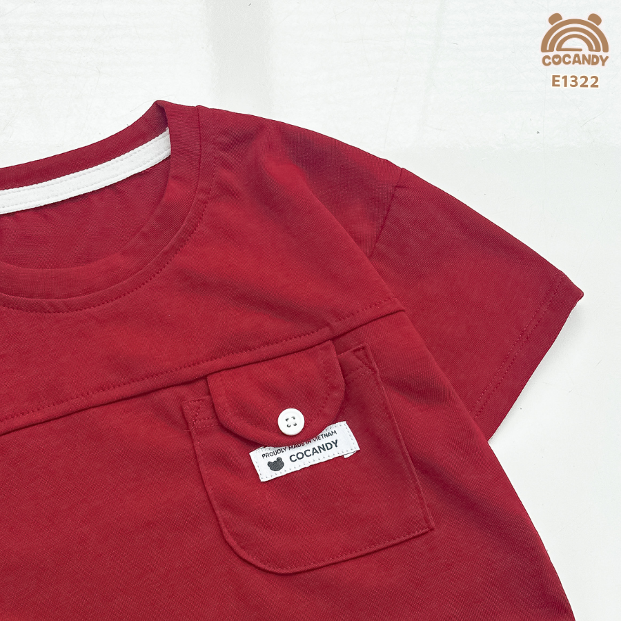 Áo cộc thun ĐỎ nắp túi ốp kẻ ngang_thumbnail_5