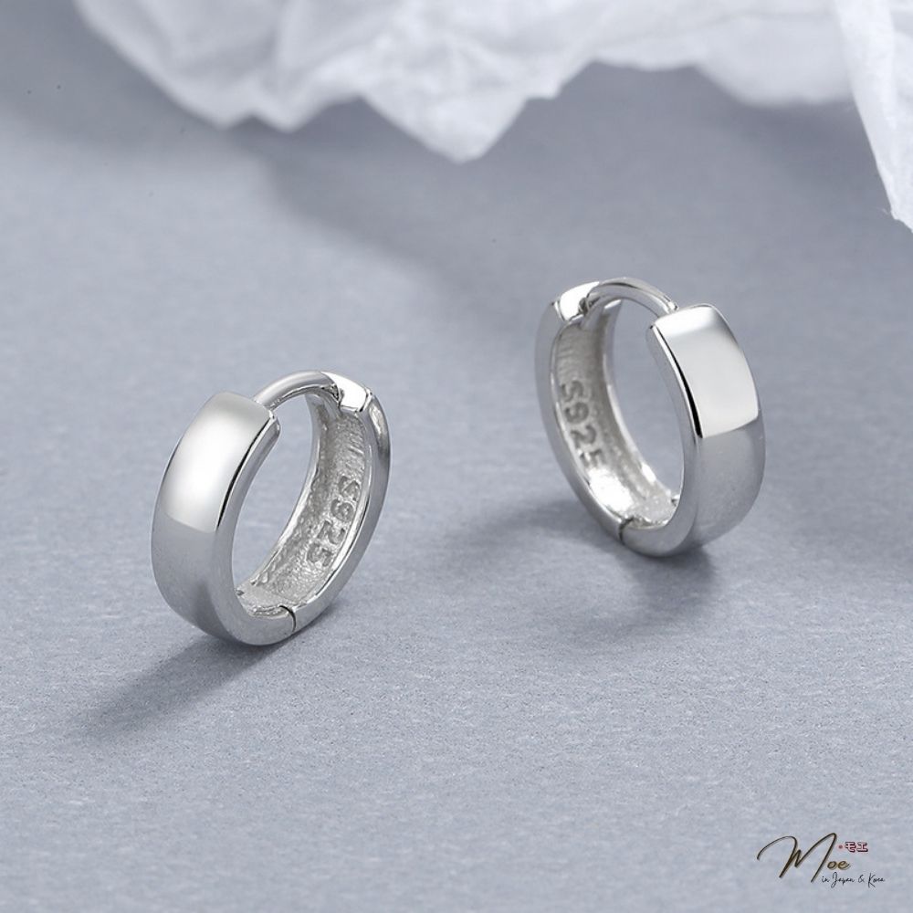 K216 - Khuyên tai bấm bản to viền nhám