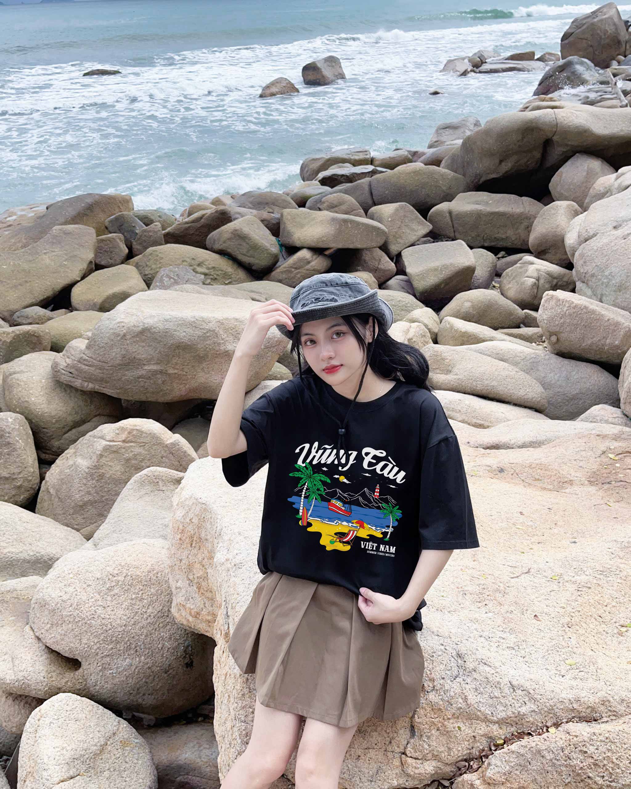 Áo thun du lịch Vũng Tàu ATD1259 Miucho vải cotton thoáng mát in mix_thumbnail_3