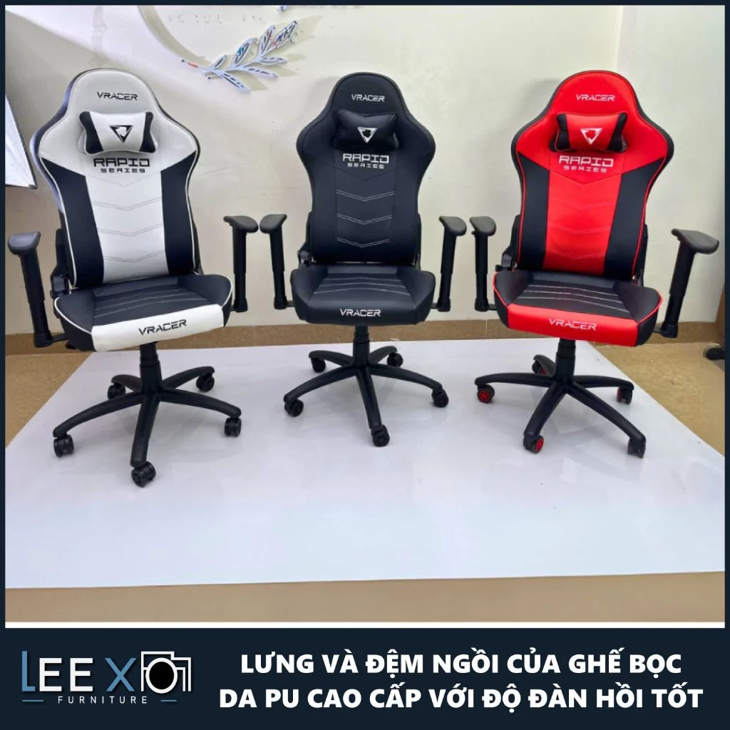 Ghế Gaming VRACER RAPIO Ghế Livestream, Làm Việc Da PU Tăng Cường Sự Thoải Mái_thumbnail_7