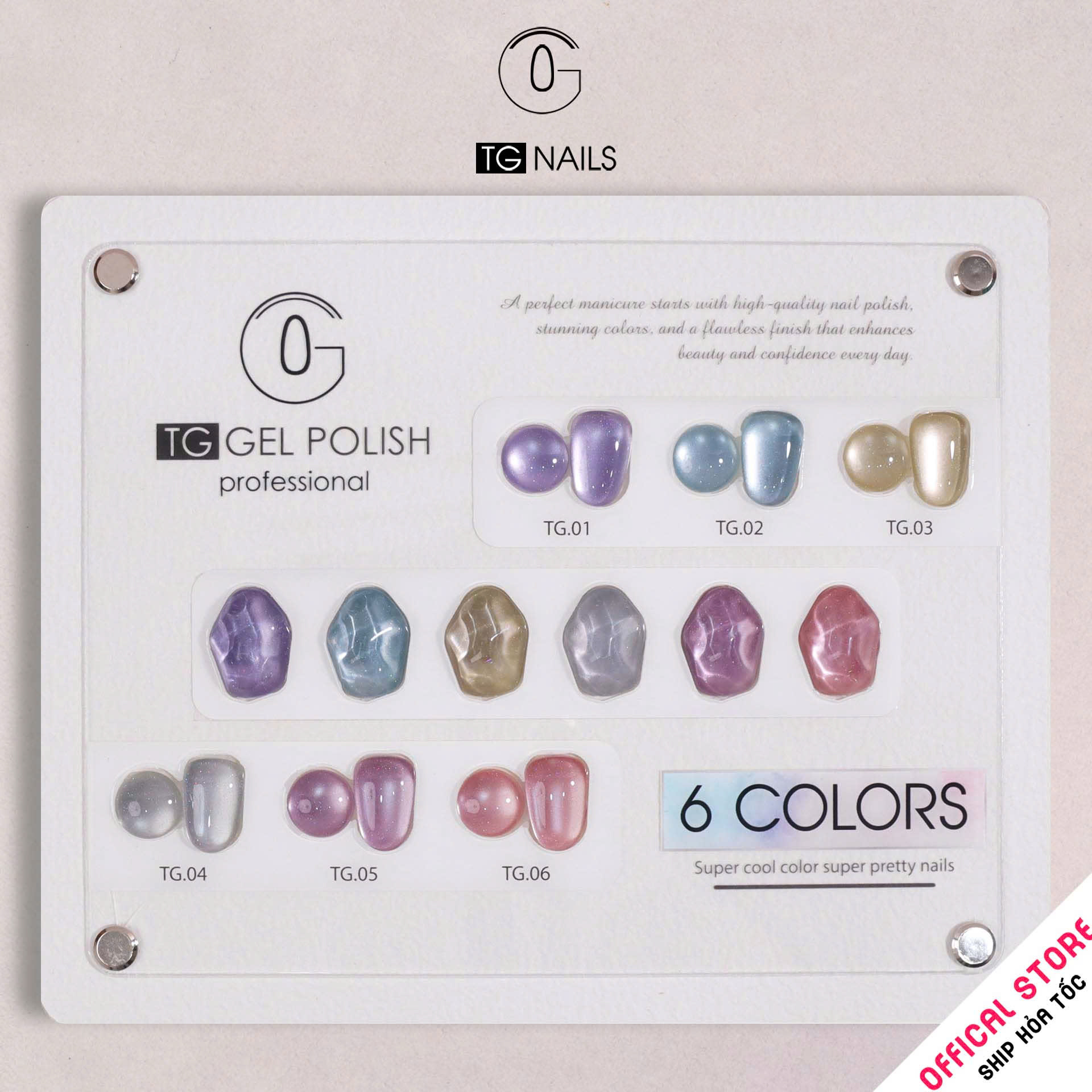 CB 6 màu sơn gel TG nail mắt mèo cầu vồng