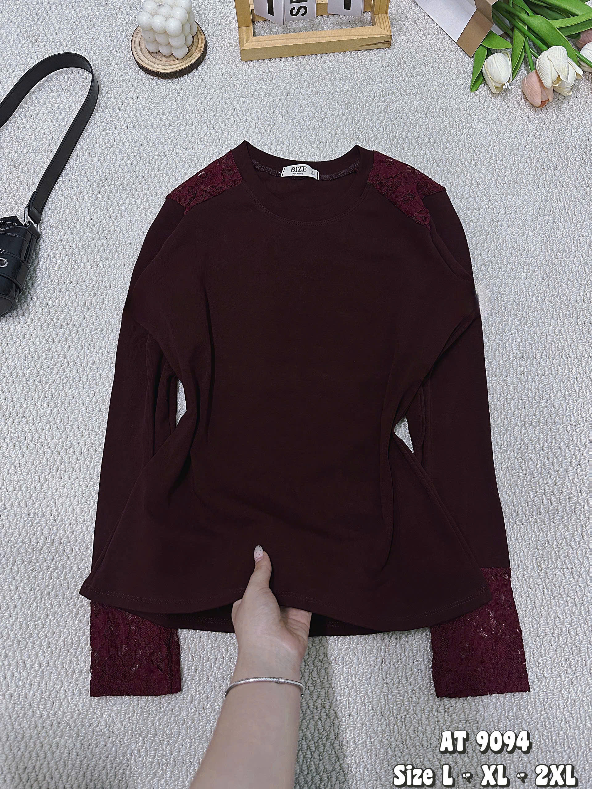 BIGSIZE - Áo thun tay dài phối ren T-AT9094_thumbnail_3
