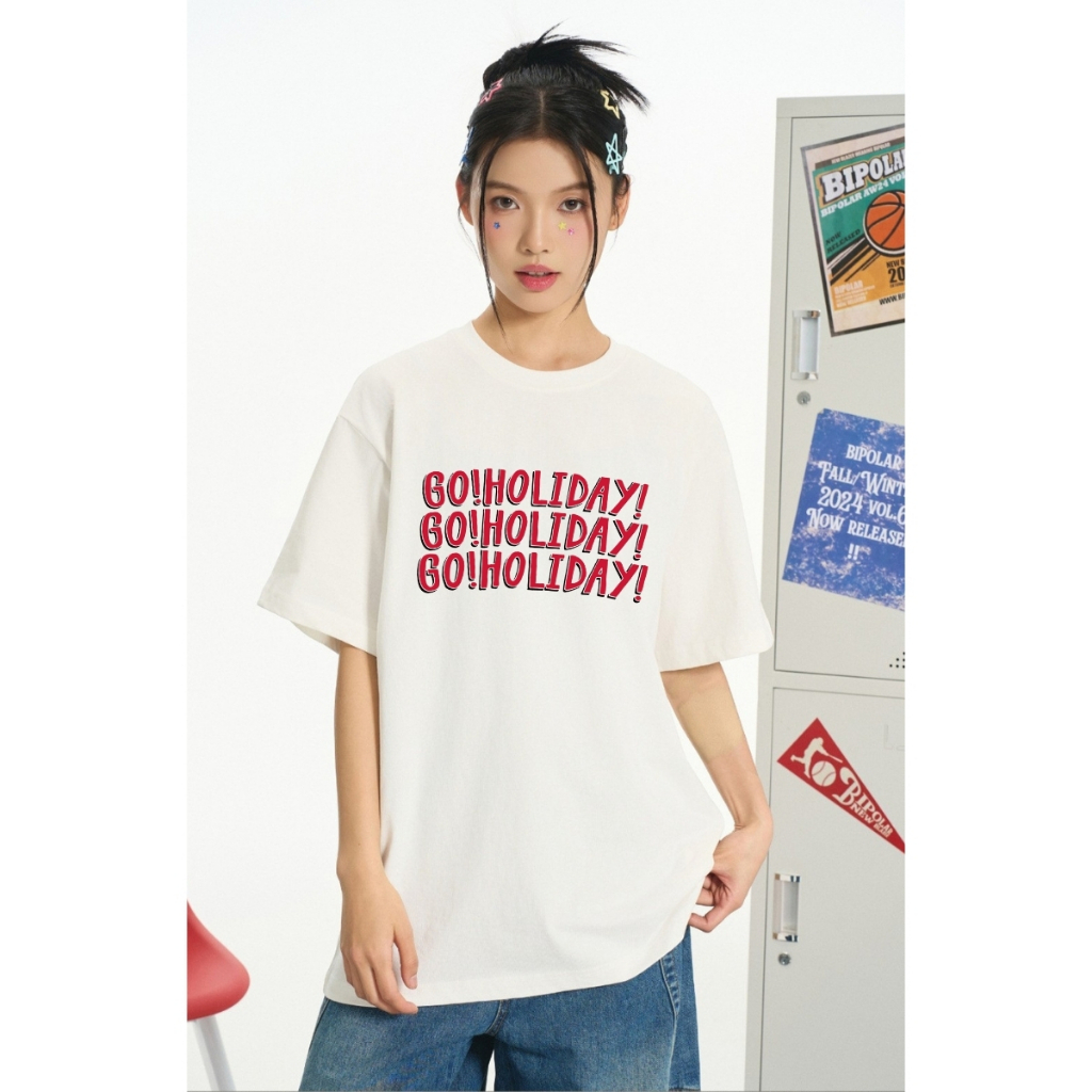 Áo thun oversize nam nữ local brand We Tee chữ GO!HOLIDAY - WU1011_thumbnail_0