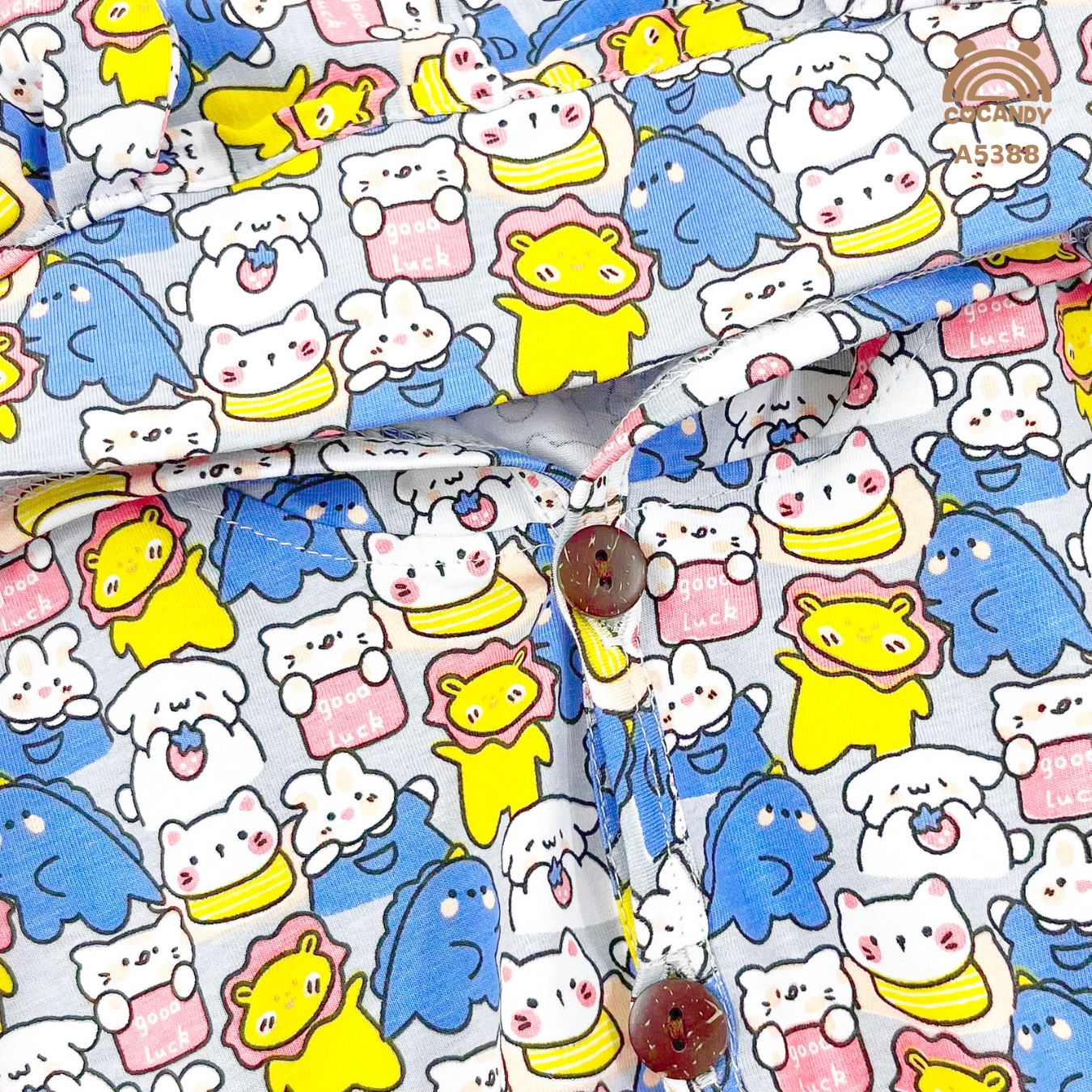 Áo choàng COTTON cao cấp COCANDY động vật GHI_thumbnail_3