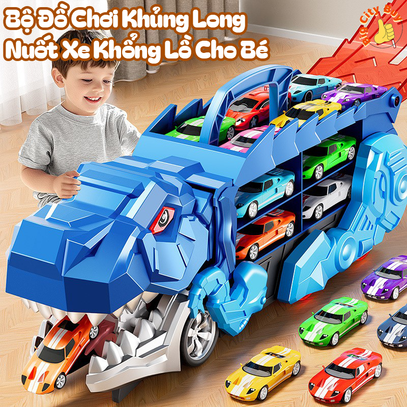 Đồ Chơi Xe Khủng Long Nuốt Ô Tô, Đồ Chơi Xe Khủng Long Biến Hình Cầu Trượt, Xe Đồ Chơi Cho Bé Trai_thumbnail_0