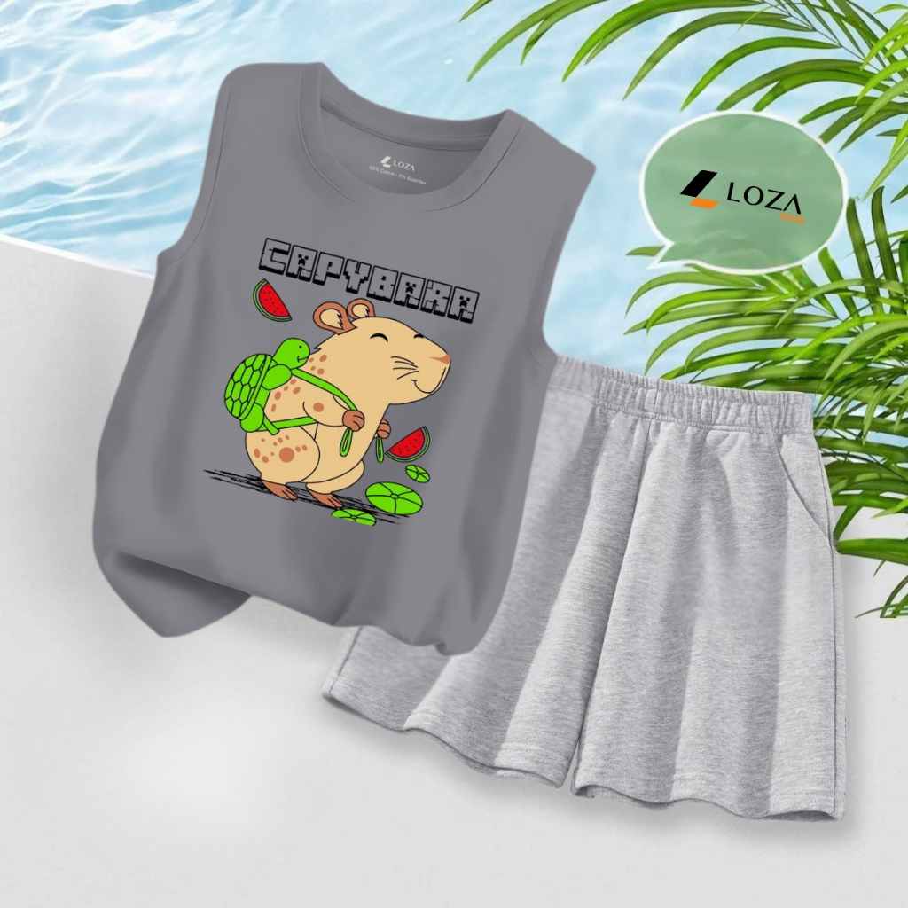 Bộ ba lỗ bé trai in hình 'Capypara đeo cặp'- Loza Kids BL424_thumbnail_2