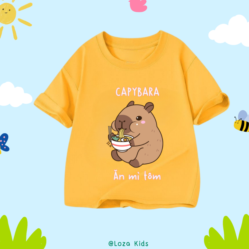Áo thun cho bé in hình 'Capybara ăn mì tôm' - Loza Kids AT2784_thumbnail_3