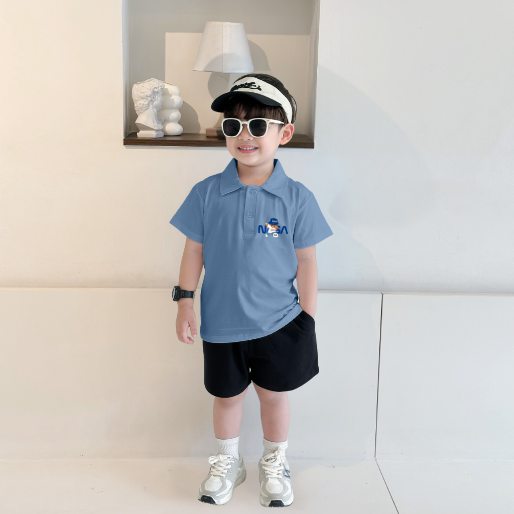 Áo polo bé trai in hình gấu NASA nhiều màu chất cotton 4 chiều  - Áo thun có cổ cho bé Loza Kids PL3235_thumbnail_6