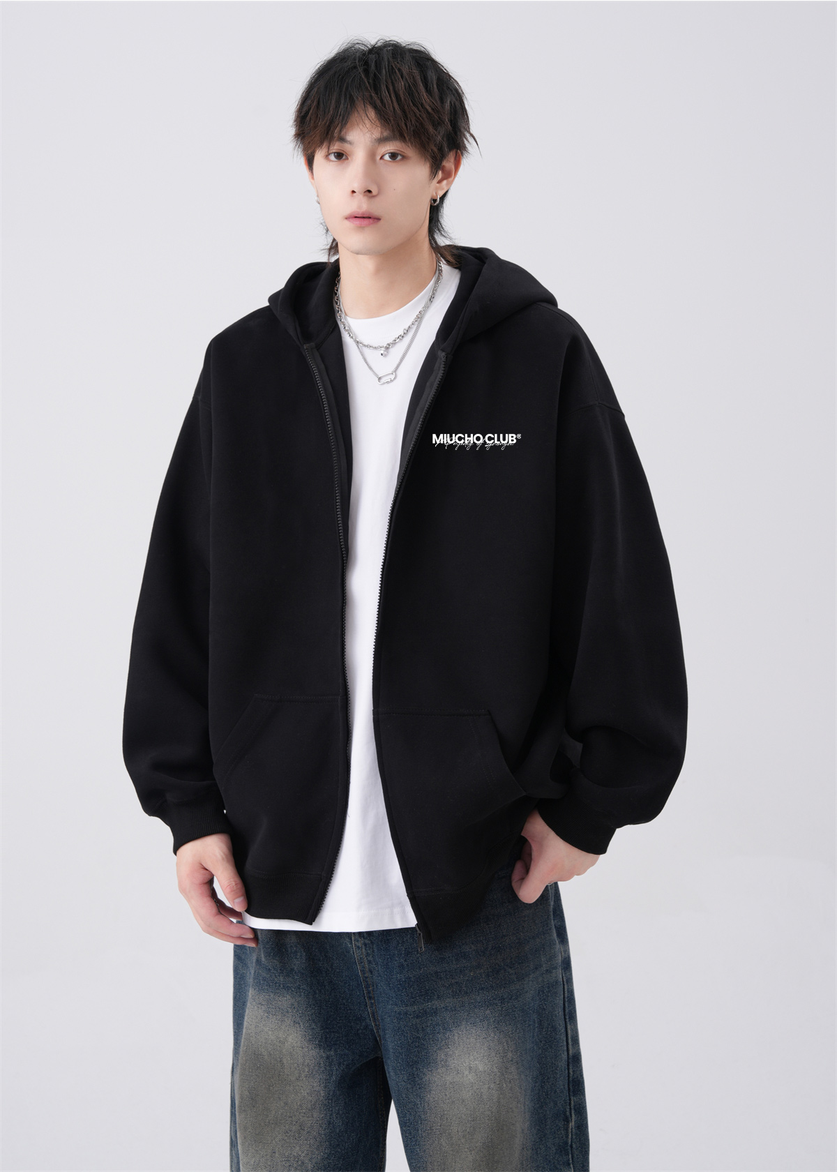 Áo hoodie zip nam local brand form rộng HZD1580 Miucho Club vải nỉ chân cua dày dặn mũ rộng in basic_thumbnail_5