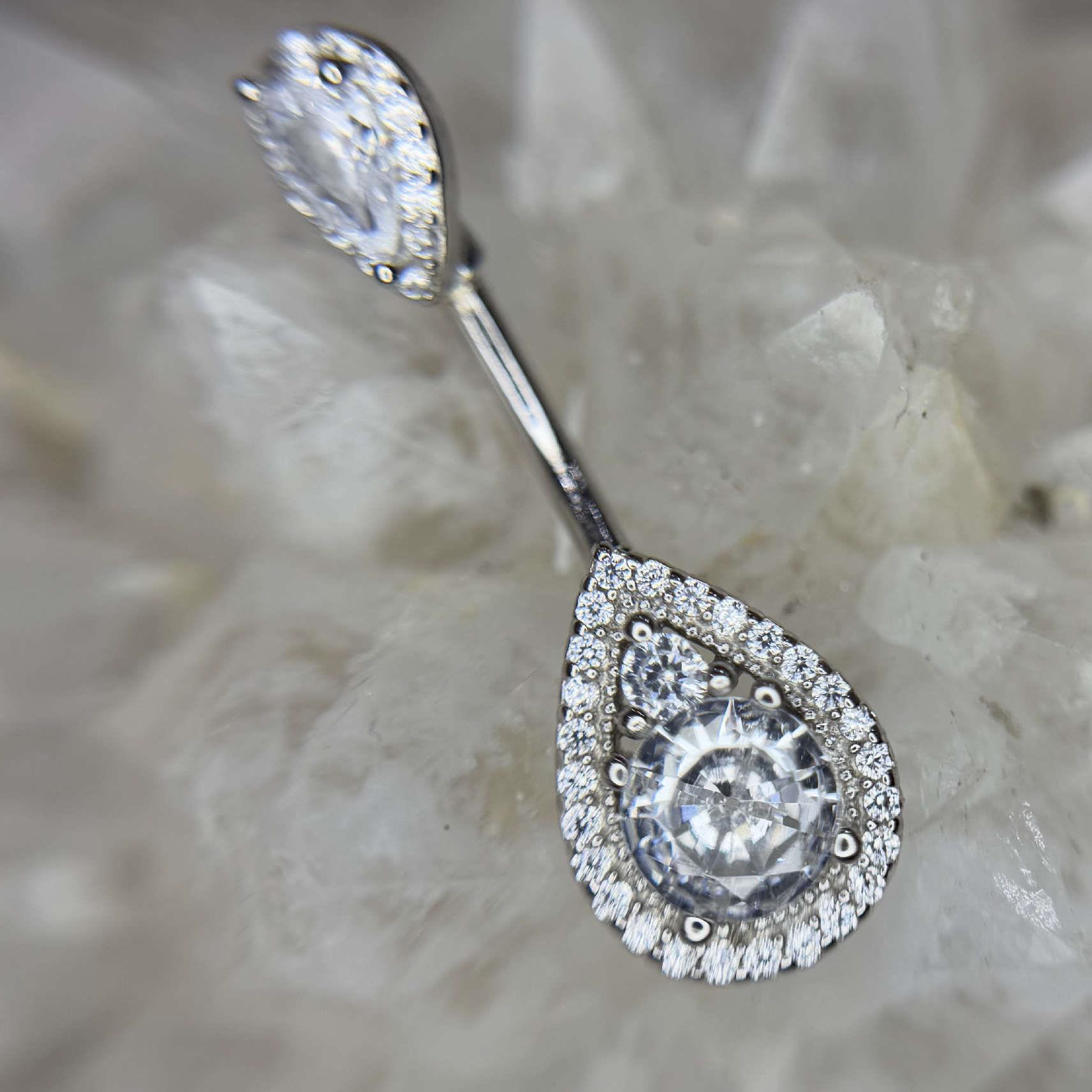 rốn bạc xi bạch kim đá chấu giọt nước hai đầu viền kim cương _thumbnail_1