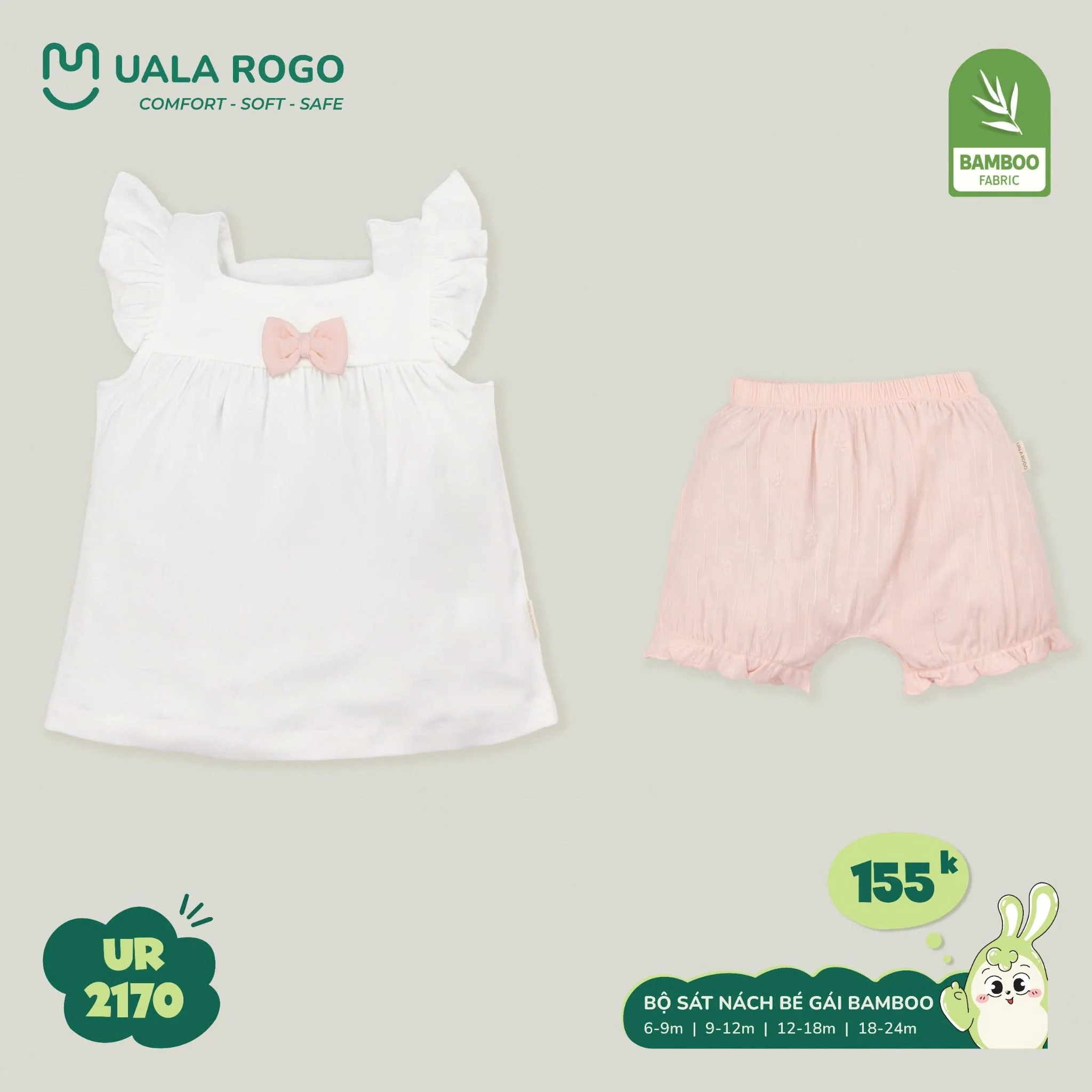 UALAROGO A132Bộ sát nách bé gái Bamboo 2170 155k (12-18m)				_thumbnail_1