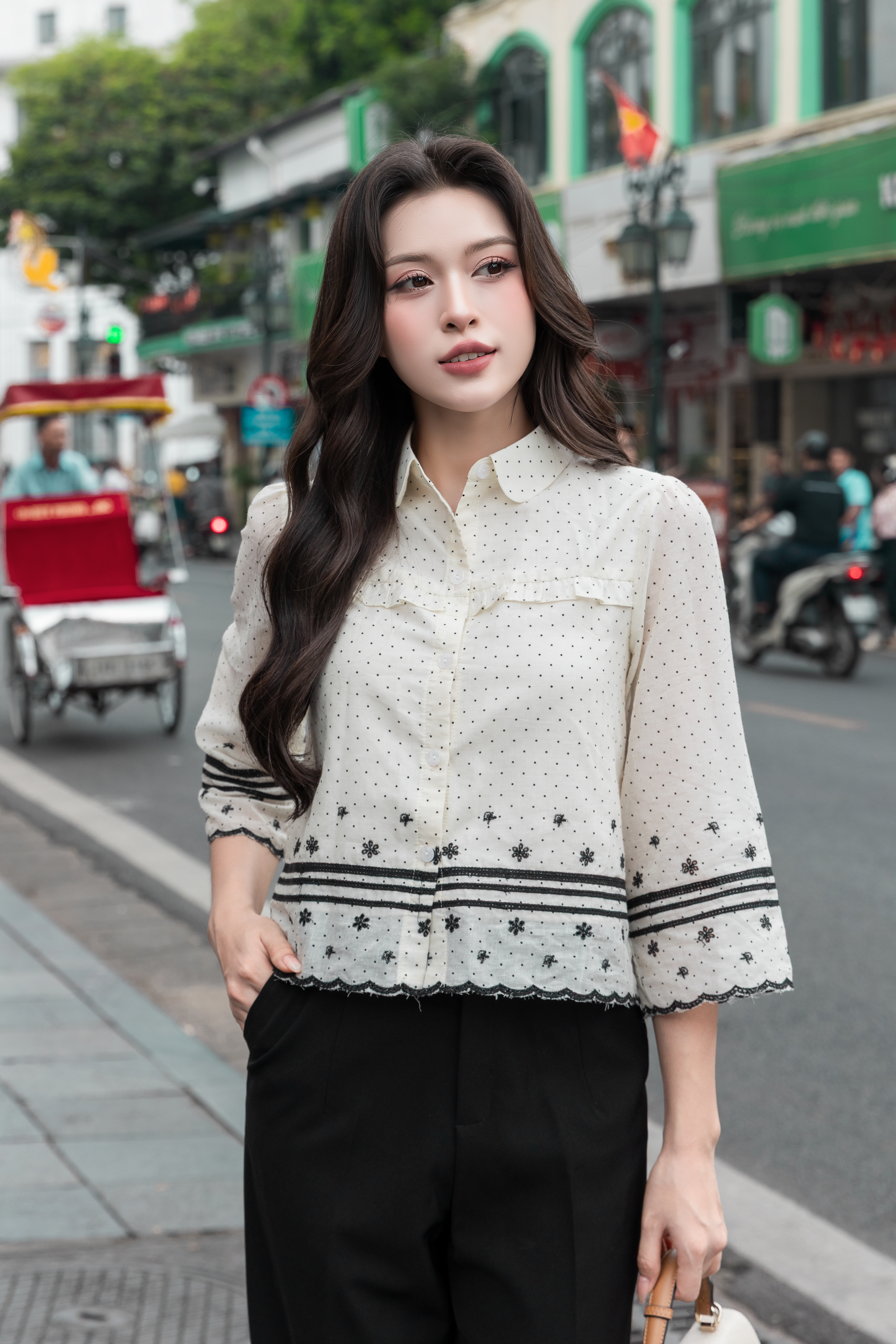 Áo sơ mi chấm bi kem A4210_thumbnail_5