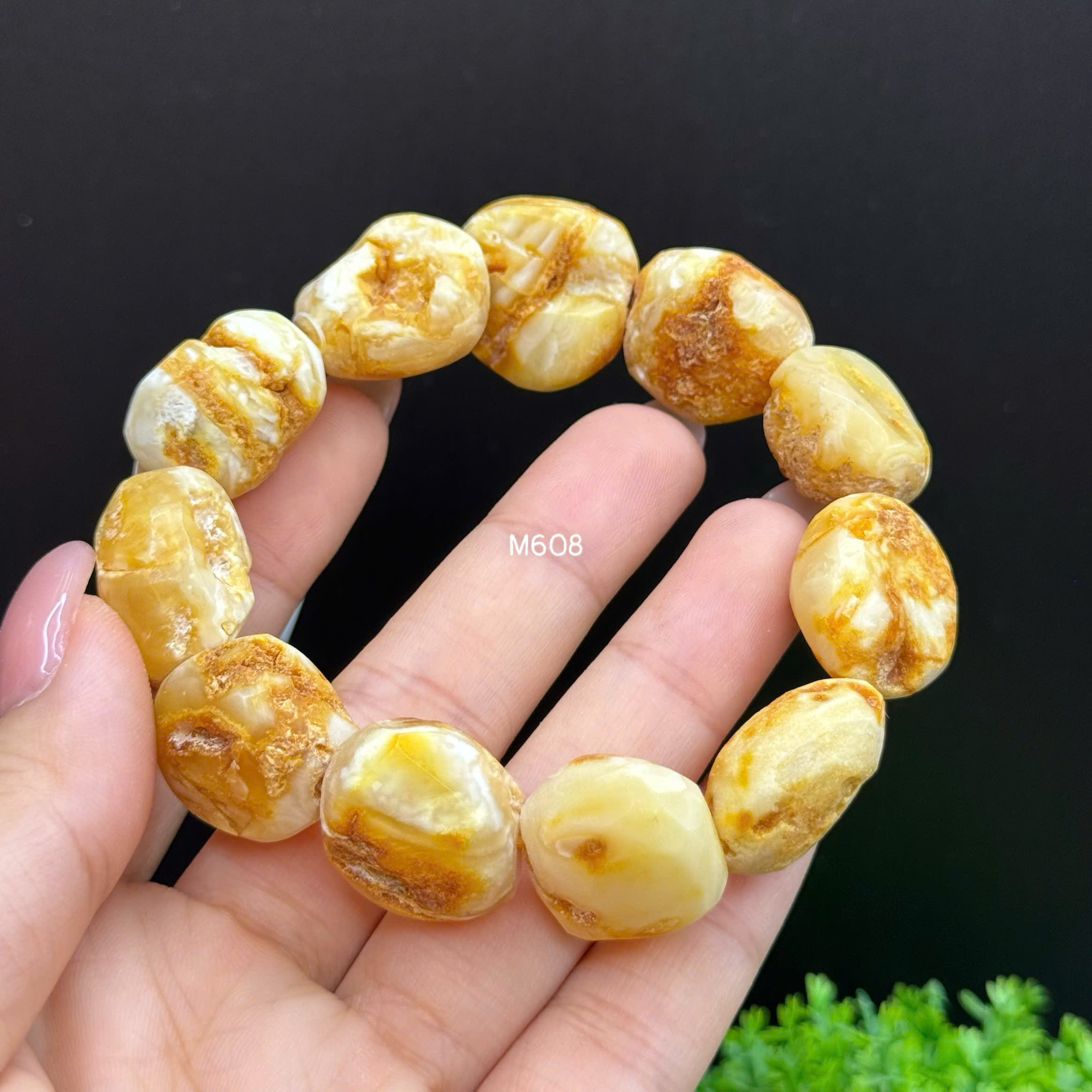 Lắc Tay Hổ Phách Bạch Thô - M608_thumbnail_2