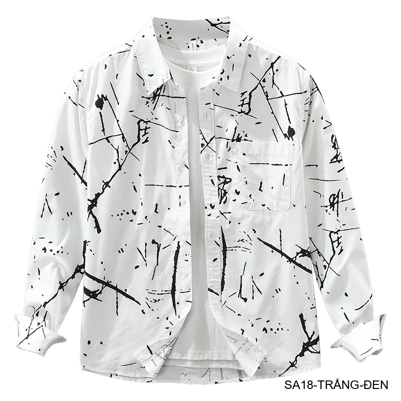 SA18 - Áo Sơ Mi Nam Tay Dài Phong Cách Nhật Bản In Hình Nghệ Thuật Dáng Rộng_thumbnail_7