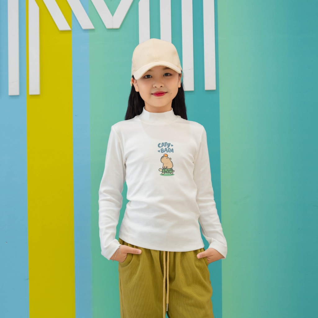 Áo thun bé gái tay dài chất liệu cotton bozip - Áo cổ trẻ em cổ lọ - LOZA G0221_thumbnail_4