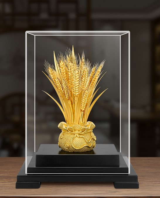 Hũ lúa thần tài mạ vàng 24k ( KT 17X14X22cm ) DxRxC