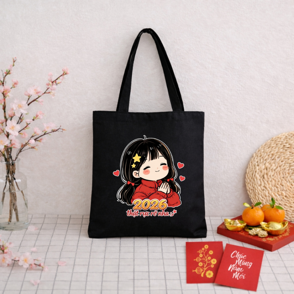 Túi Tote BST Bé gái Tết 2026 - Túi vải canvas có túi phụ và khoá kéo đựng vừa A4 và laptop (33x37cm) - TOTE34_thumbnail_15