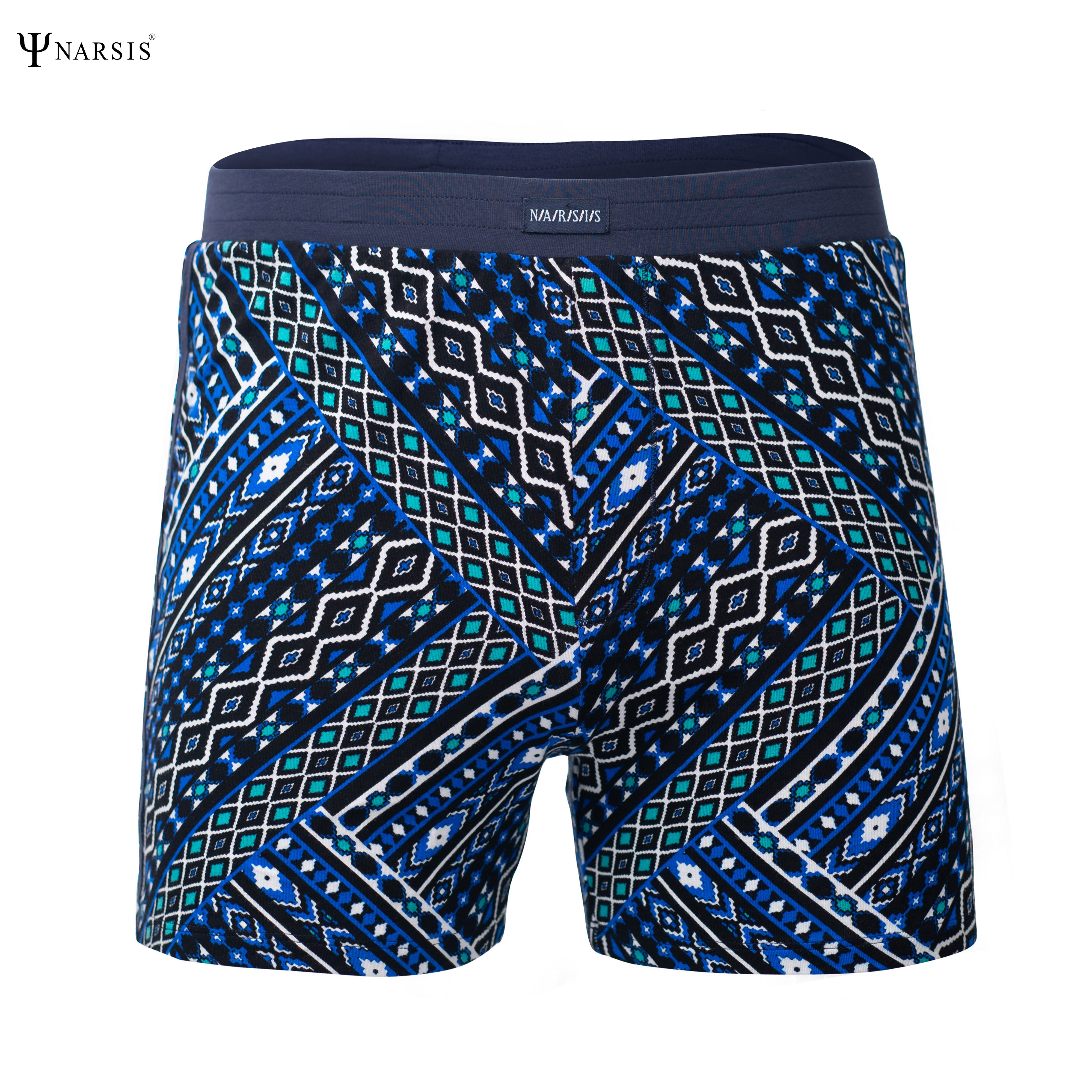 Quần đùi nam big size Narsis S25007 chất Cotton Spandex màu Hoa văn xanh đen, thiết kế thoáng khí, phù hợp mùa hè_thumbnail_2