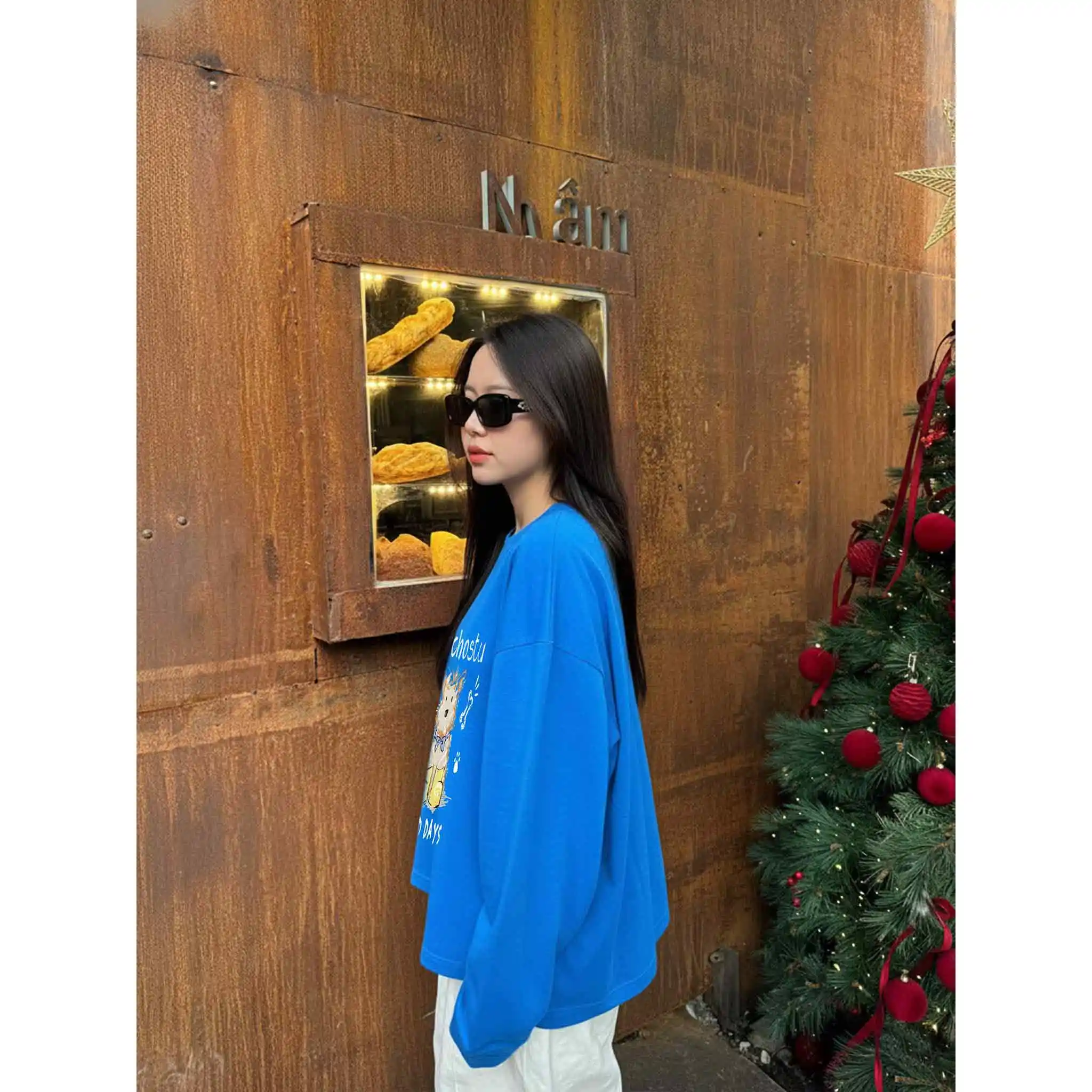 Áo thun tay dài form boxy Miucho vải cotton dày dặn thoáng mát Good days in mix 2800_thumbnail_5