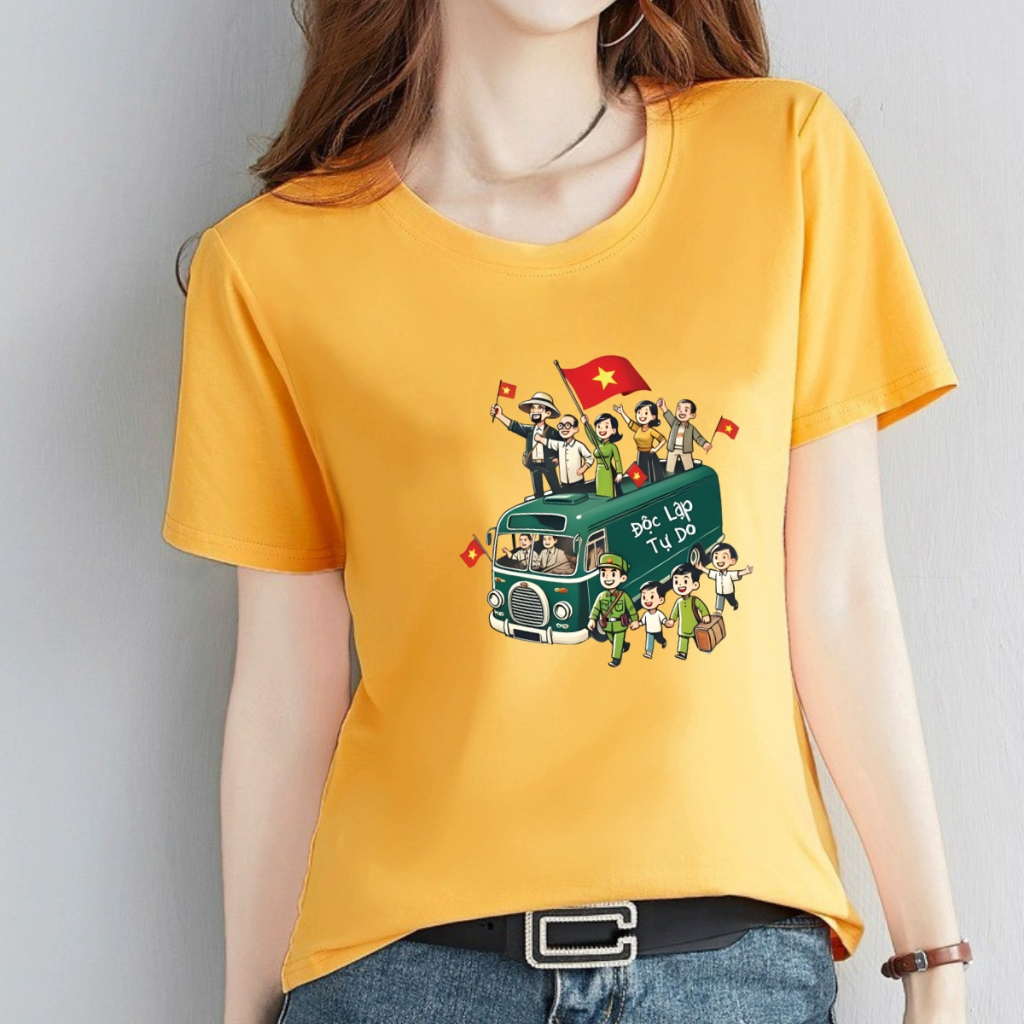 [Form vừa] Áo phông nữ Cờ Đỏ Sao Vàng Việt nam chất liệu thun cotton - Áo thun nữ 'Độc lập tự do' - LOZA G0400_thumbnail_10