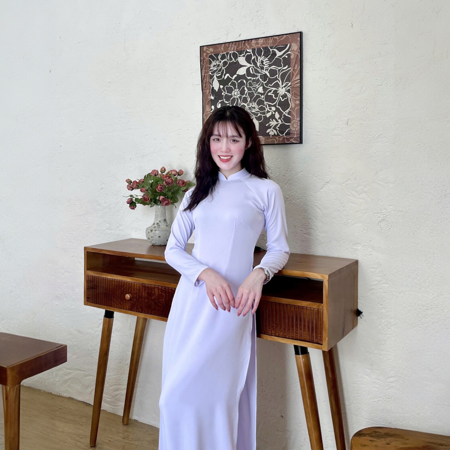 Áo Dài Học Sinh Trắng Cấp 3 2 Tà Lụa Thái Truyền Thống Tay Dài HS83_thumbnail_8