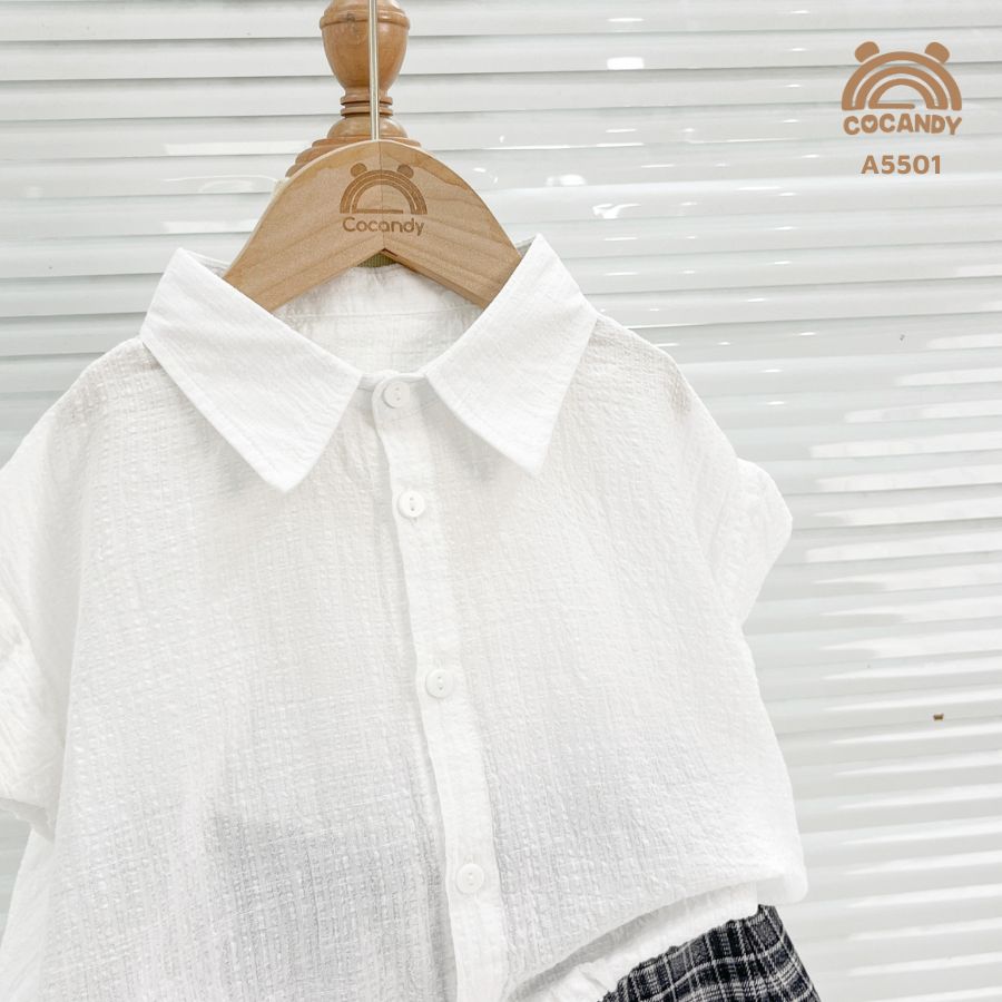 Áo cộc sơ mi TRẮNG gấu dây rút_thumbnail_4