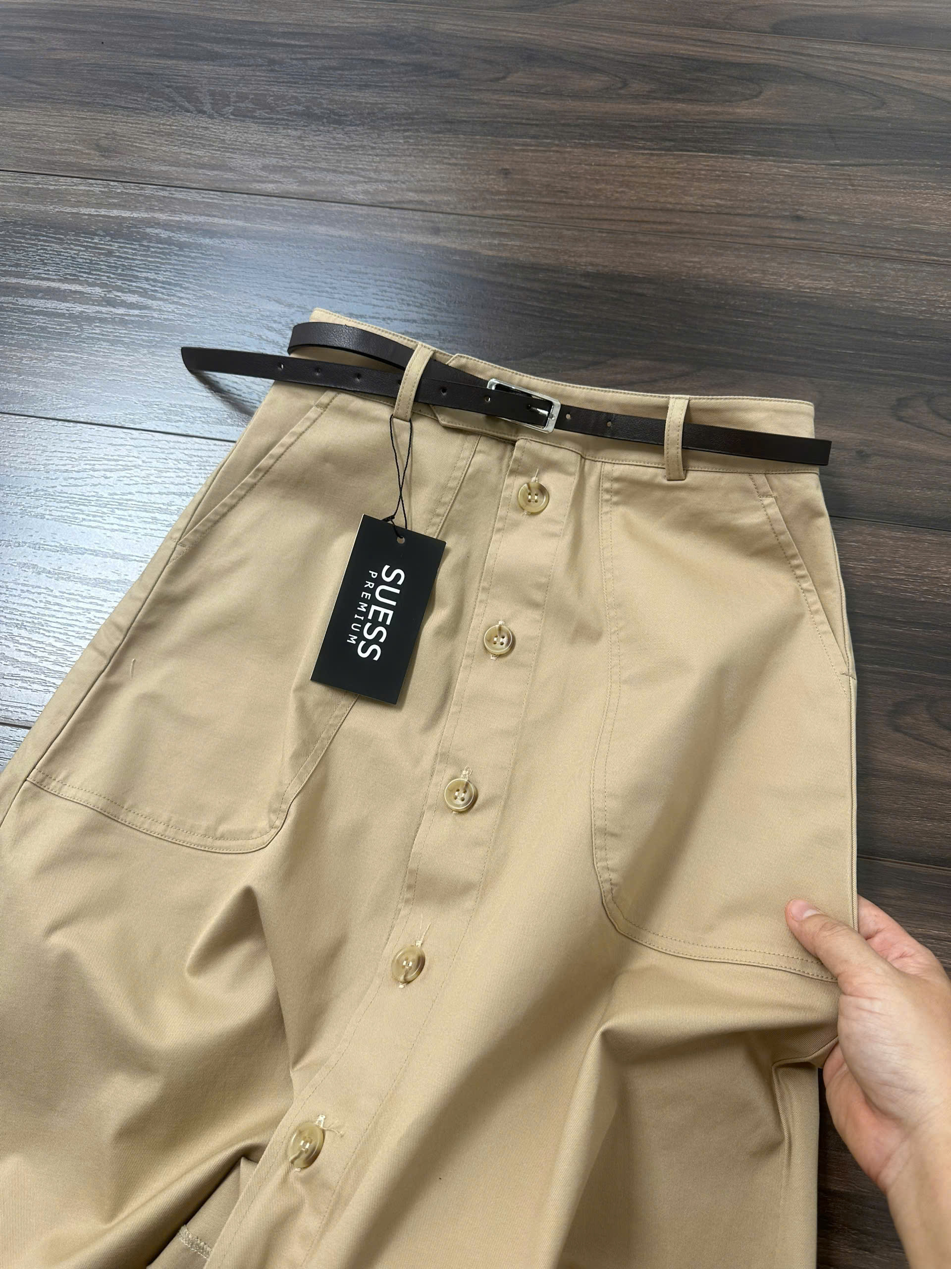 Chân váy dài Coton Q kaki kèm belt_thumbnail_4