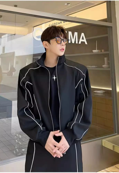 Set Bộ Thể Thao Nam Trắng Đen Phối Dây Nổi Bật