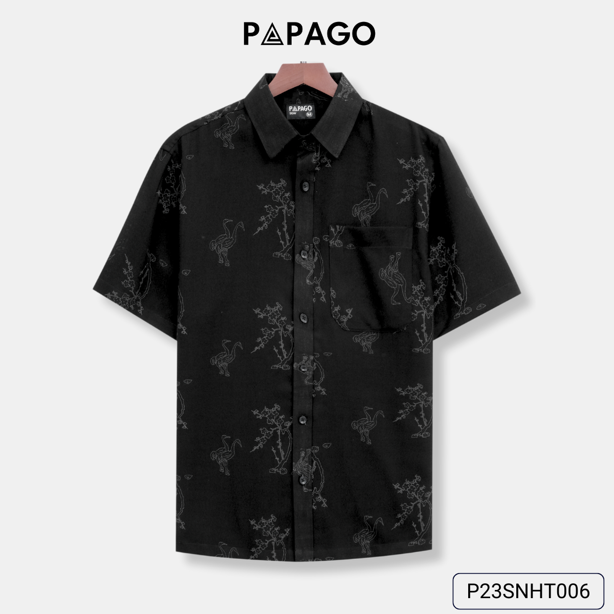 Áo sơ mi nam trung niên PAPAGO tay ngắn lai ngang họa tiết - P23SNHT006_thumbnail_4