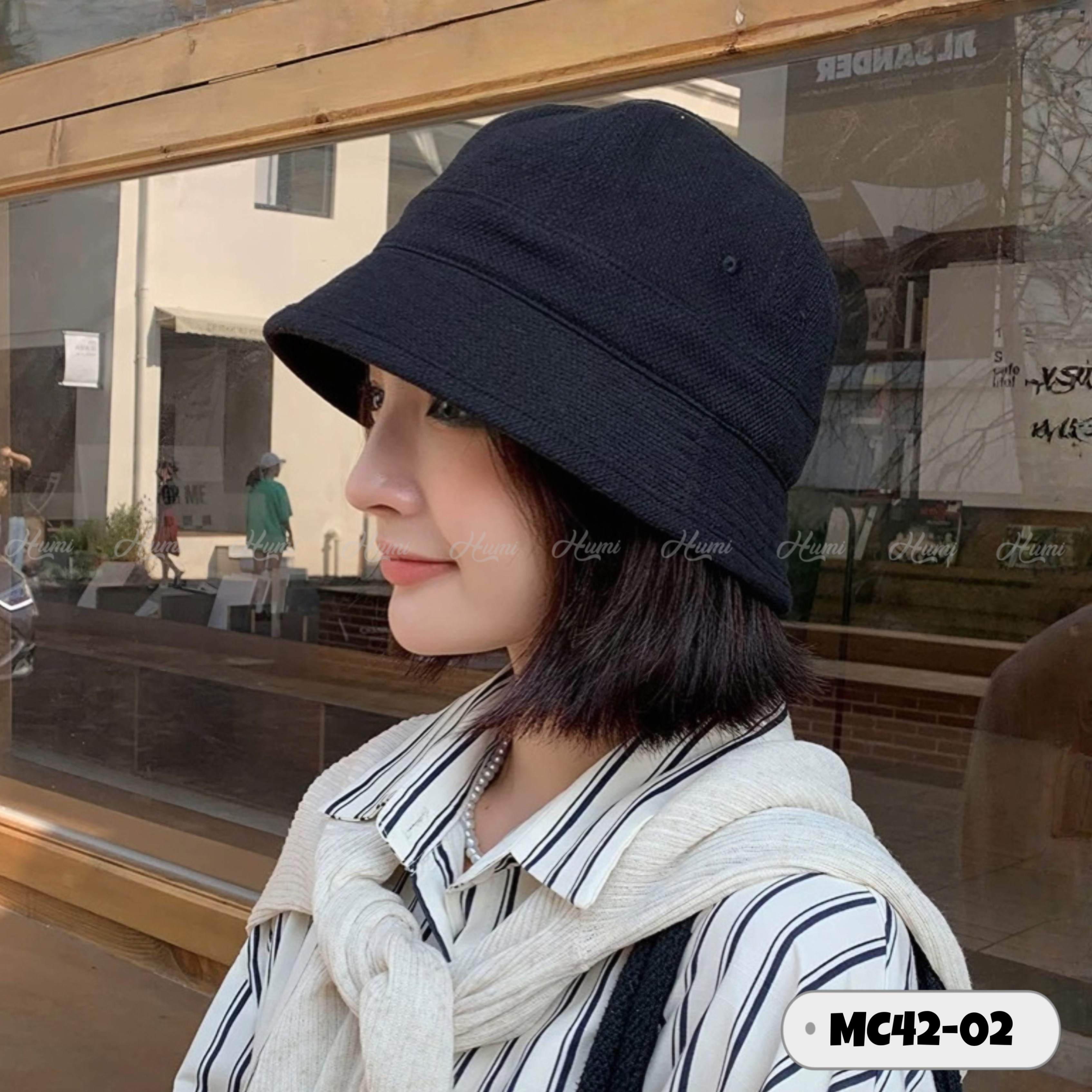 MŨ VẢI COTTON LANH (MC42-02 Đen)