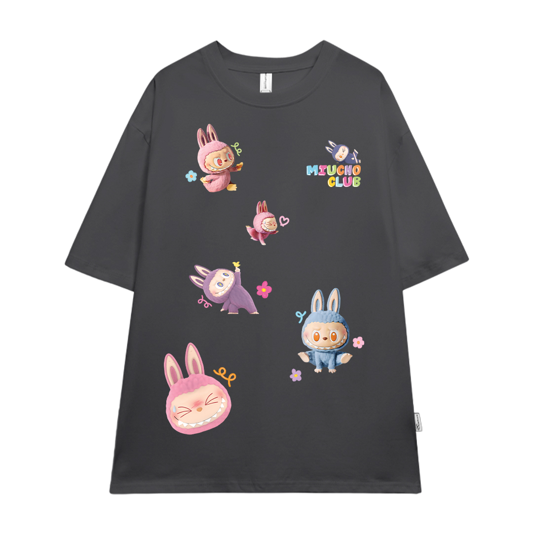 Áo phông labubu form rộng nhiều màu ATD1450 Miucho vải cotton cổ tròn in mix_thumbnail_19