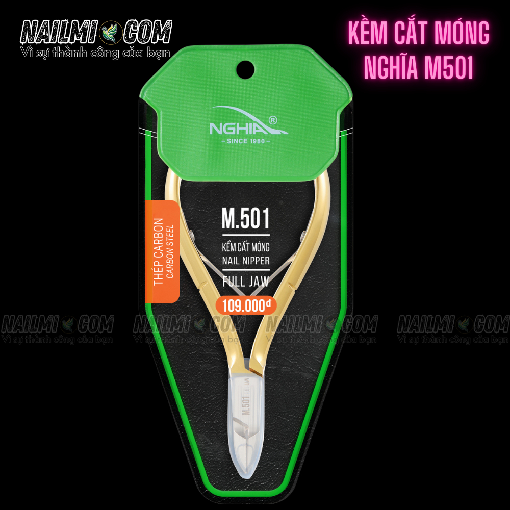 Kềm cắt móng Kềm Nghĩa thép chuyên dụng mạ vàng M.501 Thép carbon, an toàn cho người dùng