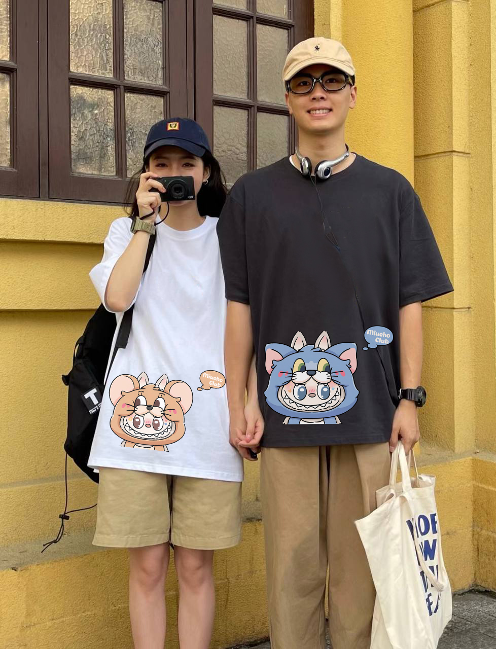 Áo thun cặp đôi couple labubu Tom and Jery đáng yêu ATD1472 Miucho vải cotton cổ tròn in mix_thumbnail_5